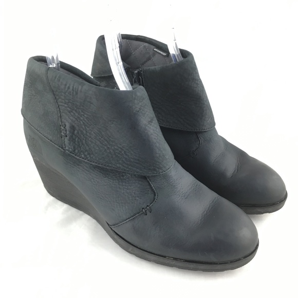 The North Face Shoes - Wedge booties ankle boots black leather waterproof